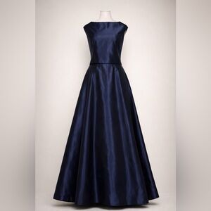 Crimson 6P Navy Iridescent Taffeta 2-Piece Formal Gown Set Petite